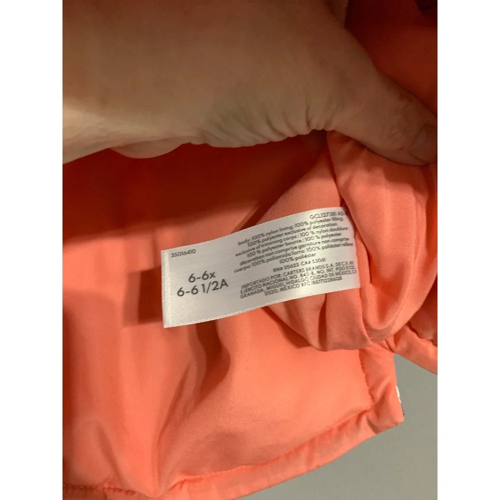 OshKosh B'gosh Kids Girls Floral Puffer Vest Coral Lining Size‎ 6 6X